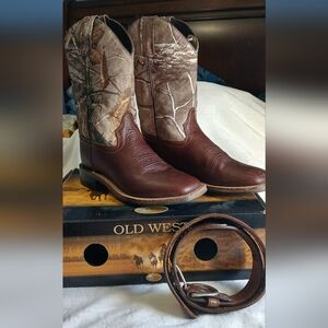 Old West Brown and Camouflage Cowboy Boots